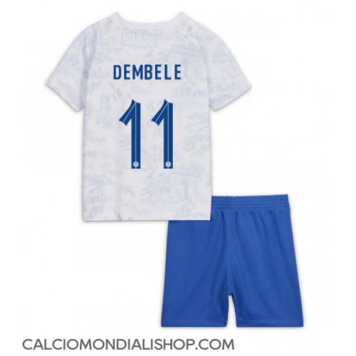 Maglie da calcio Francia Ousmane Dembele #11 Seconda Maglia Bambino Mondiali 2022 Manica Corta (+ Pantaloni corti)